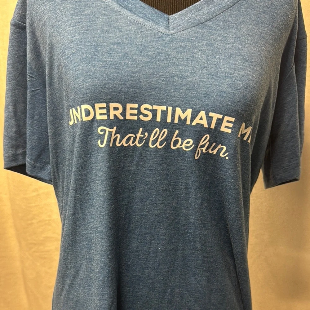 Blue Graphic V-Neck T-Shirt - Picture 1 of 4